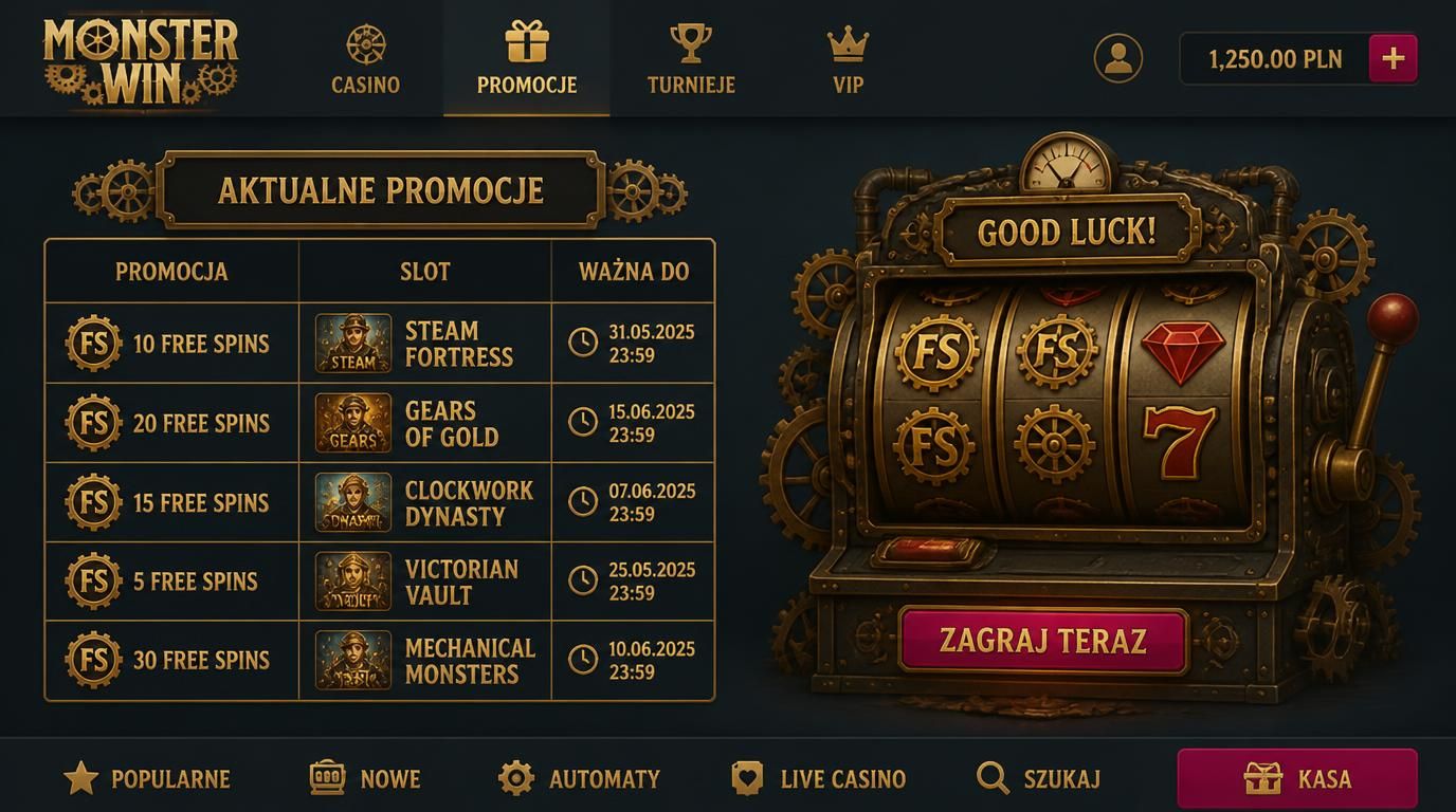  tabela darmowych spinów w Monsterwin Casino 