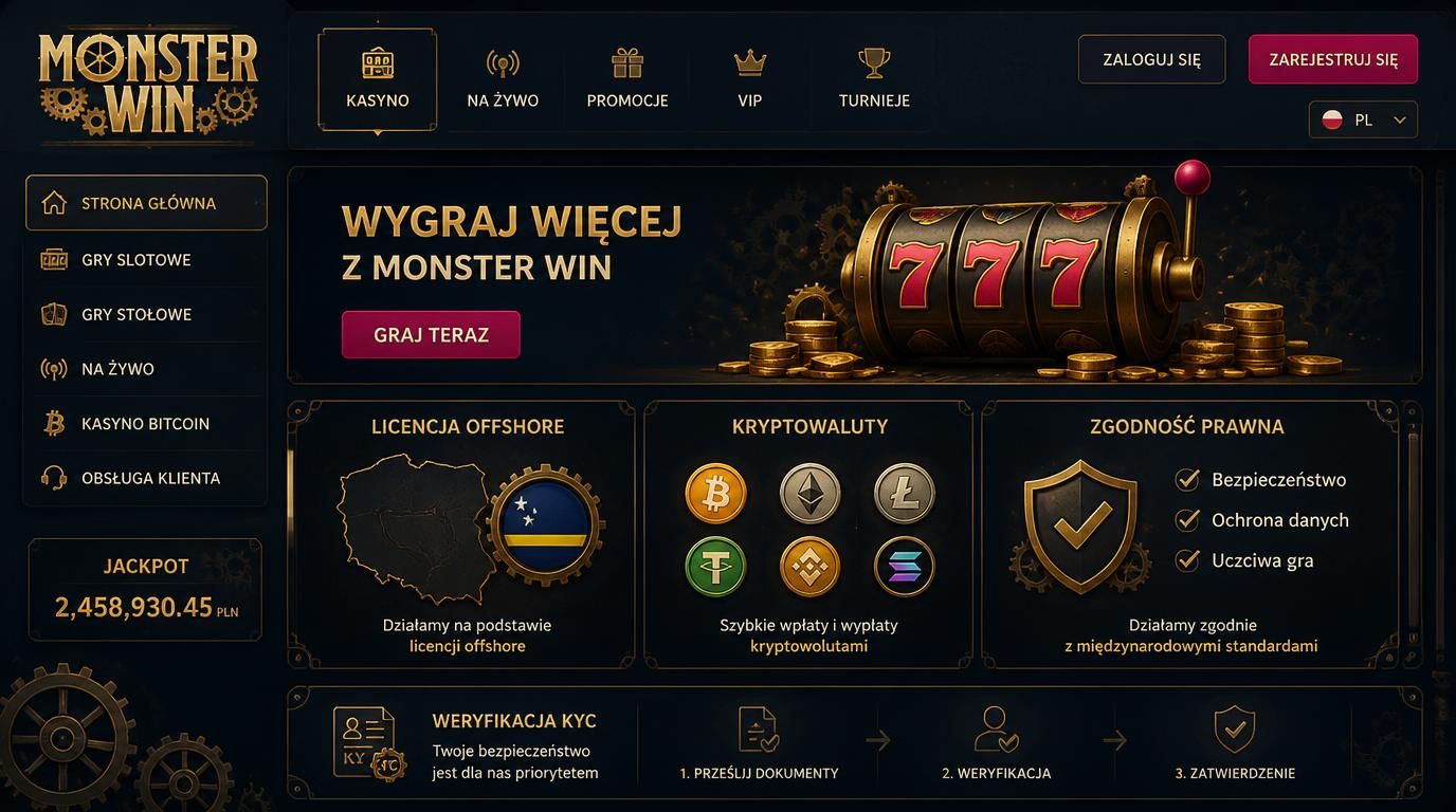 Zobrazowanie modelu kryptowalutowego i kwestii licencyjnych dominujących w Monsterwin.